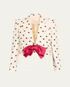 Valentino Bow-embellished Polka-dot Silk-shantung Jacket In Light Hazelnut