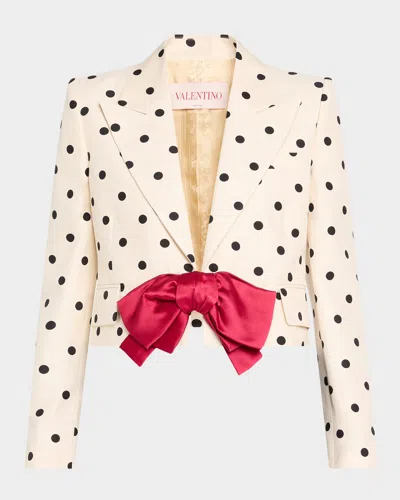 VALENTINO POLKA-DOT CROP BLAZER WITH BOW