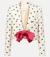 Valentino Bow-embellished Polka-dot Silk-shantung Jacket In White