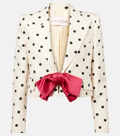 VALENTINO POLKA-DOT CROPPED SILK SHANTUNG JACKET