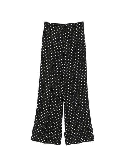 Valentino Polka-dot Cuffed Trousers In Black