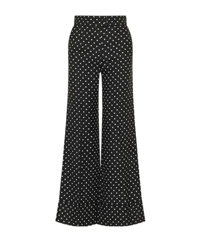 Valentino Polka Dot Printed Wide Leg Pants In Black