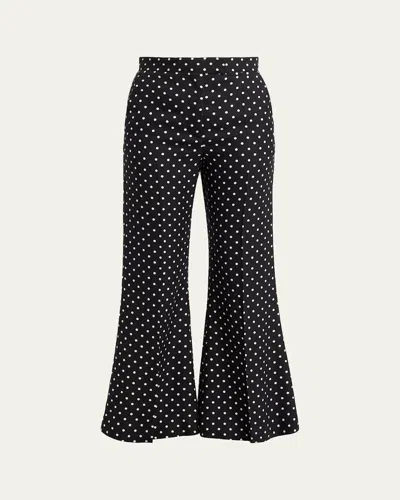 Valentino Polka-dot Flare Pants In Black