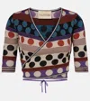 Valentino Polka-dot Jacquard Lamé Wrap Top