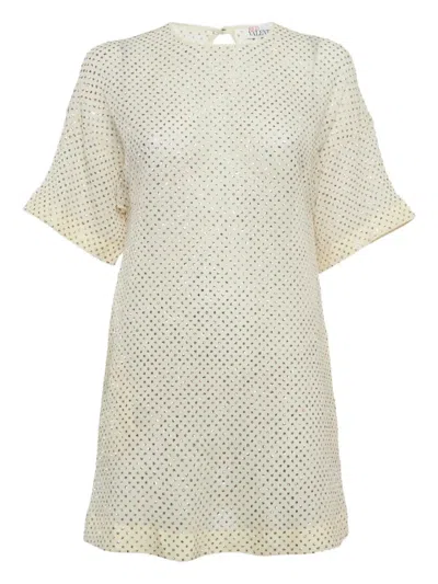 Pre-owned Valentino Polka-dot Mini Dress In Neutral