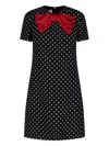 Valentino Polka Dot Mini Dress With Bow In Black