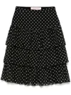 Valentino Layered High-waisted Skirts With Polka Dot Pattern In Black