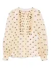Valentino Garavani Polka Dot Ruffle Sheer Silk Organza Shirt In Multi