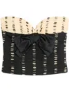 Valentino Plusdepois Print Chiffon Top With Handmade Draping And Bow Detail In Black