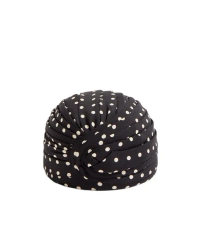 Valentino Garavani Rigid Silk Turban With Polka Dot Print In Black/birch/gold