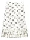 Valentino Womens Betulla Nero Polka-dot Ruffled Woven Midi Skirt