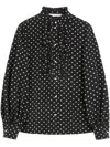 Valentino Silk Polka-dot Blouse In Black