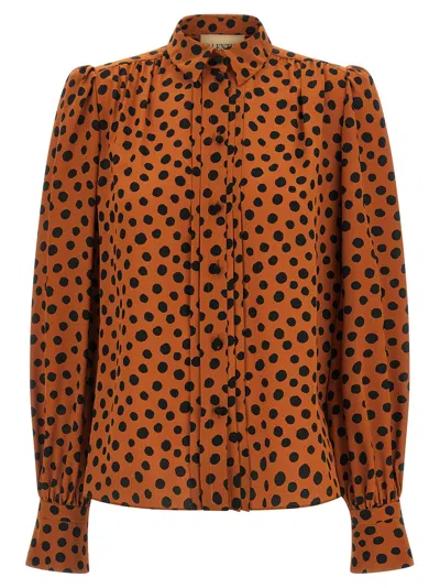 Valentino Polka Dot Print Shirt Shirt And Blouse Multicolor In Brown