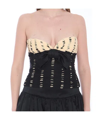 Valentino Printed Strapless Silk Chiffon Top In Multi