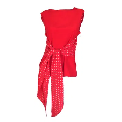 Pre-owned Valentino Polka Dot Red Silk Blouse