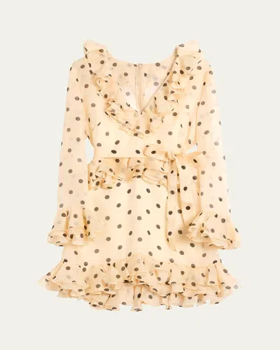 VALENTINO POLKA DOT RUFFLE ORGANZA MINI DRESS