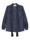 Valentino Polka-dot Ruffled Shirt In Black