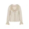 Valentino Lace-trimmed Ruffled Polka-dot Silk-chiffon Blouse In Neutrals