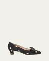 Valentino Polka Dot Satin Bow Pumps In Bmt Nero-burro
