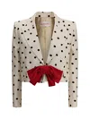 Valentino Bow-embellished Polka-dot Silk-shantung Jacket