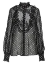 Valentino Garavani Polka Dot Tulle Bib Button-up Shirt