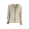 Valentino Lace-trimmed Ruffled Polka-dot Silk-chiffon Blouse