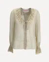 Valentino Lace-trimmed Ruffled Polka-dot Silk-chiffon Blouse