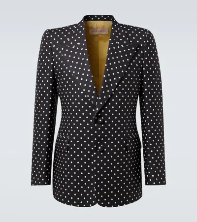 Valentino Polka-dot Silk Blazer In Black
