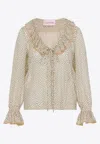 Valentino Lace-trimmed Ruffled Polka-dot Silk-chiffon Blouse In Multicolor