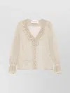 Valentino Lace-trimmed Ruffled Polka-dot Silk-chiffon Blouse