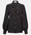Valentino Garavani Polka Dot Tulle Bib Button-up Shirt In Black