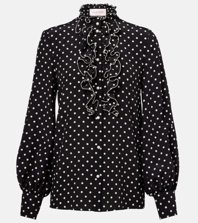 VALENTINO POLKA-DOT SILK CRÊPE DE CHINE BLOUSE