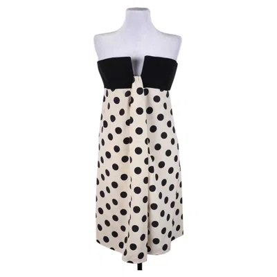 Pre-owned Valentino Polka Dot Silk Dress In Gray