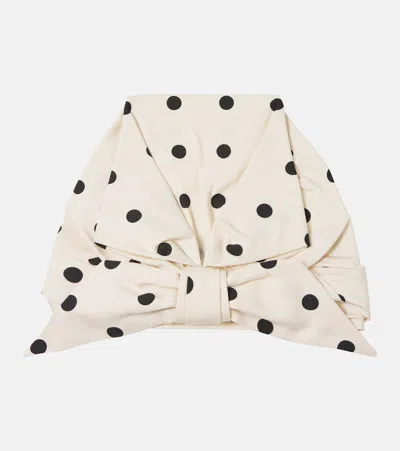 Valentino Garavani Polka-dot Silk Head Wrap In Panna/nero/oro