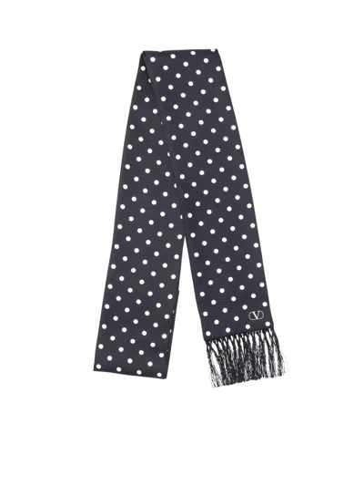 Valentino Polka Dot Silk Scarf In Black