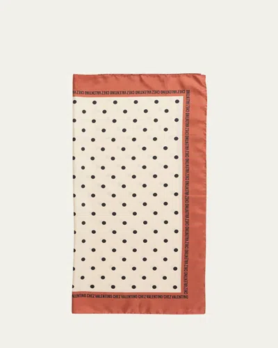 Valentino Polka Dot Silk Scarf In Iced Latte Nero Soil Orange