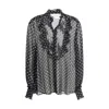 Valentino Garavani Polka Dot Tulle Bib Button-up Shirt