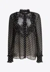 Valentino Garavani Polka Dot Tulle Bib Button-up Shirt
