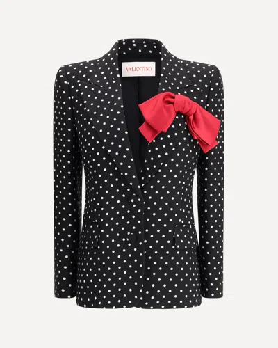 Valentino Polka Dot Single-breasted Blazer In Black