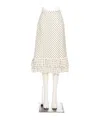 Valentino Womens Betulla Nero Polka-dot Ruffled Woven Midi Skirt In White