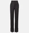 Shop Valentino Polka-dot Straight Pants In Black