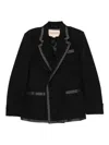 Valentino Polka-dot Trim Double-breasted Jacket In Black