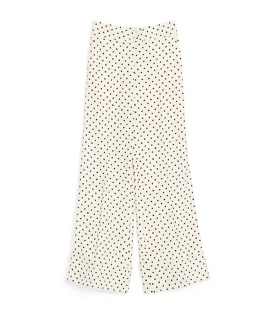 Valentino Polka Dot Wide-leg Trousers In White
