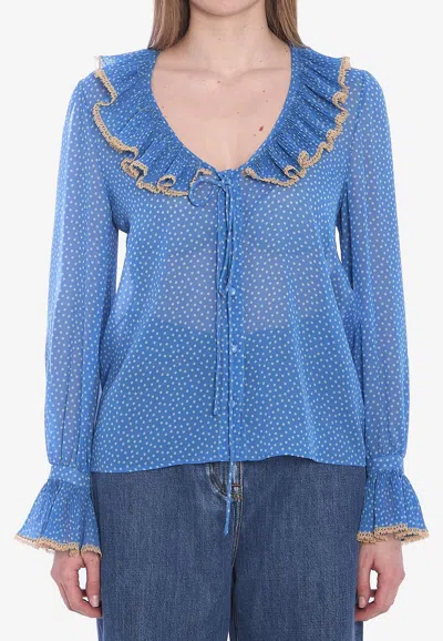 VALENTINO POLKA DOTS RUFFLED BLOUSE