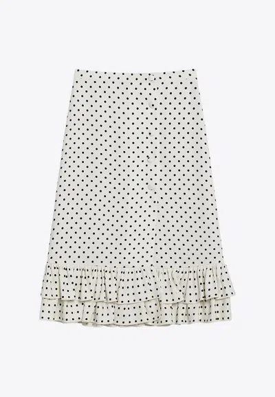 VALENTINO POLKA DOTS RUFFLED MIDI SKIRT