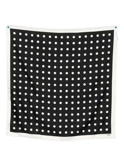 Valentino Polka Dots Silk Scarf In Black