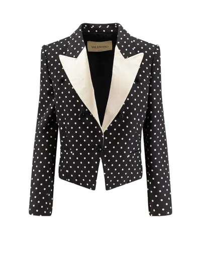 Valentino Polka-dots Viscose Blazer In Black