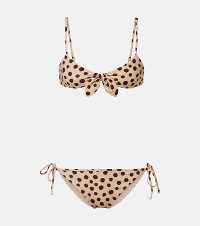 Valentino Polka-dot Bow-detail Bikini In Brown