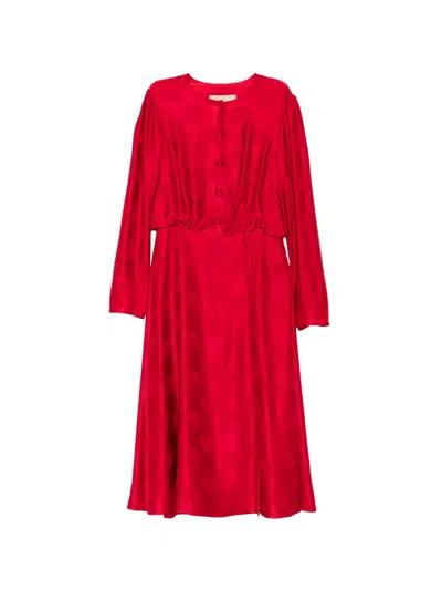 Valentino Polka-dot Jacquard Midi Dress In Red