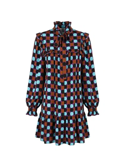 Valentino Polka-dot Ruffled Dress In Multi